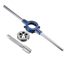 uxcell 1/2-28 UNEF Tap and Die Set with 38mm Round Die Stock Handle Wrench, High Speed Steel Machine Thread Tap and Round Die Threading Tool