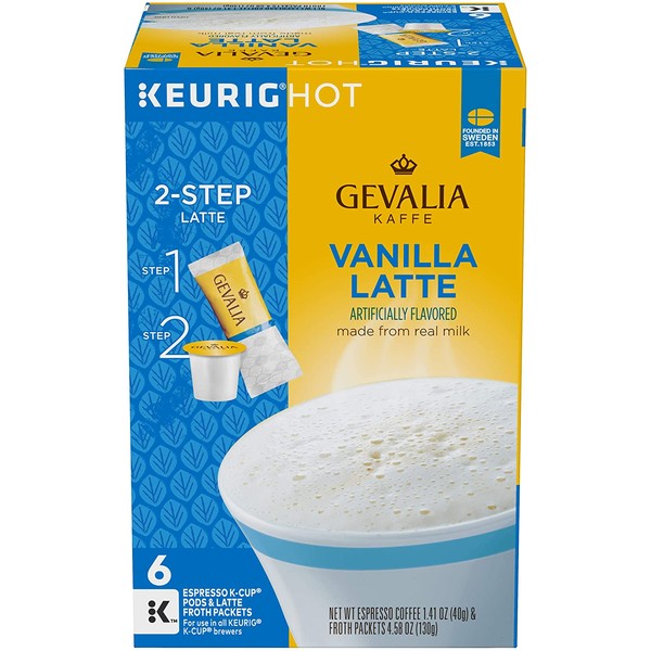 Gevalia Vanilla Latte Espresso K-Cup Coffee Pods (6 Pods, Pack of 6)