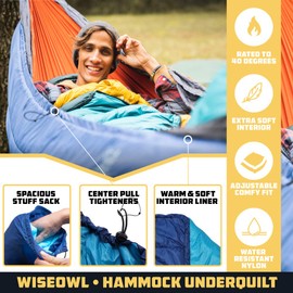 Wise Owl Outfitters Hammock Underquilt – Insulated Camping Quilt for Warm Sleeping – Fits Under Hammocks – Ultralight, Water-Resistant & Packable