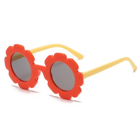 SECALIFE Kids Sunglasses, Cute Round Flower Baby Sunglasses, UV 400 Protection Flexible Frame for Toddler Girls Age 0-8, Red