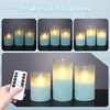 Holitown Glass Flameless Candles Set of 3 Blue Sandblasted Battery