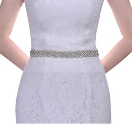 Bridal Rhinestone Wedding Belt Rhinestone Wedding Dress Belt Bridesmaid Crystal Belt Dress Accessories for Women Formal Evening Dress (Black)