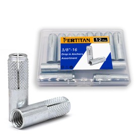Ferrtitan 12 Pieces 3/8″-16 Inch Carbon Steel Knurled Drop in Anchor Expansion. Applicable to Solid Concrete. Internal Forced Expansion Bolts