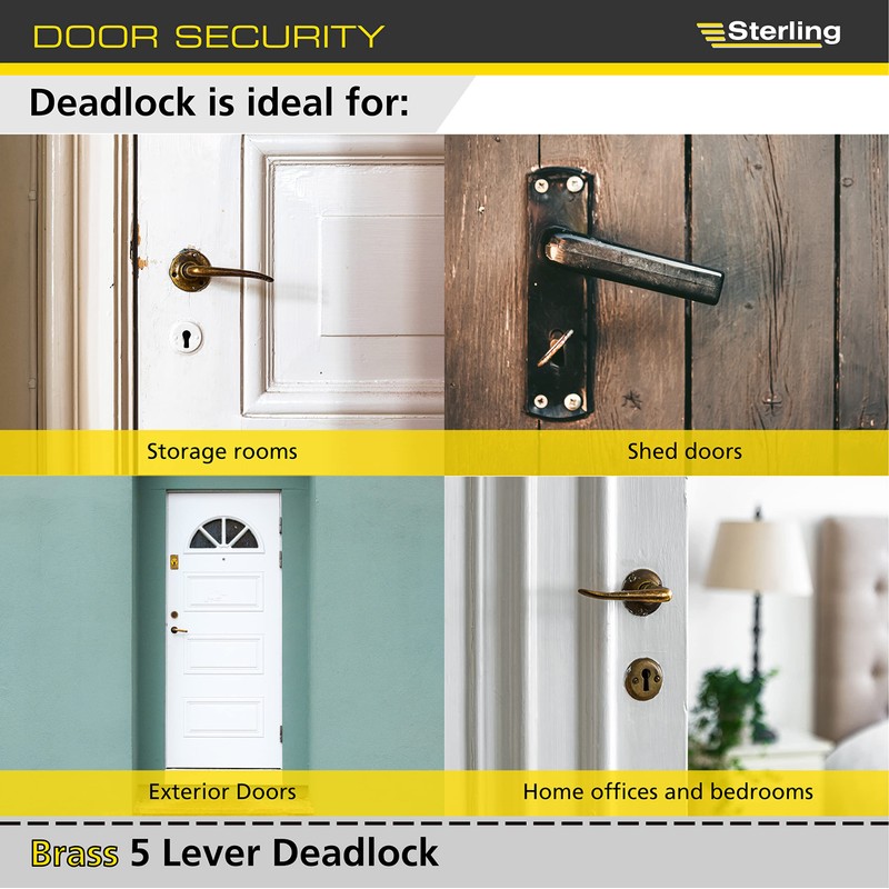 Sterling MLD525 2.5-inch/67mm 5-Lever Deadlock - Brass