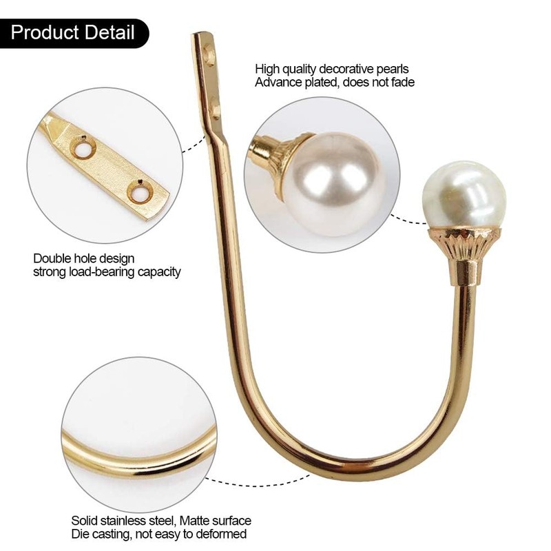 Coolnice 4 Pack Curtain Holdbacks Wall Mounted Curtain Tiebacks Hooks