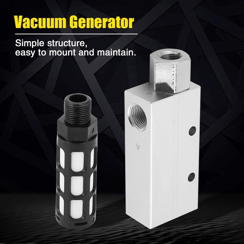 Vacuum Ejector, Akozon Vacuum Generator Valve CV-20HS Pneumatic Air Exhaust