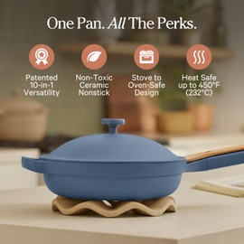 Our Place Always Pan 2.0-10.5” (2.6 Qt) Nonstick, Toxin-Free Ceramic Cookware | Patented 10-in-1 Aluminum Frying & Sauté Pan | Safe for Oven, Induction & All Cooktops up to 450°F | Blue Salt