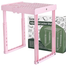 Svartur Adjustable Locker Shelf for School Locker, Height and Width Adjustable Locker Organizer for Work, Stackable Locker Tools for Gym Lockers, Office, Back to School Essentials, Black - Color: Pink