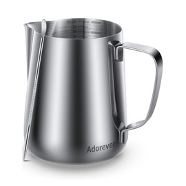 Milk Frothing Pitcher, 32oz Steaming Pitcher Stainless Steel Espresso Machine Accessories for Coffee Bar, Cappuccino Barista Tools Milk Jug Steamer Frother Cup with Decorating Latte Art Pen