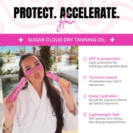 2bTanned Carrot Oil SPF 6 Sunscreen (100ml Travel Size), Dry Tanning Oil for Golden Glow, Easy To Apply Sun Tan Accelerator with Tyrosine Vitamins A & E, Lightweight Non Sticky Formula, Sugar Cloud