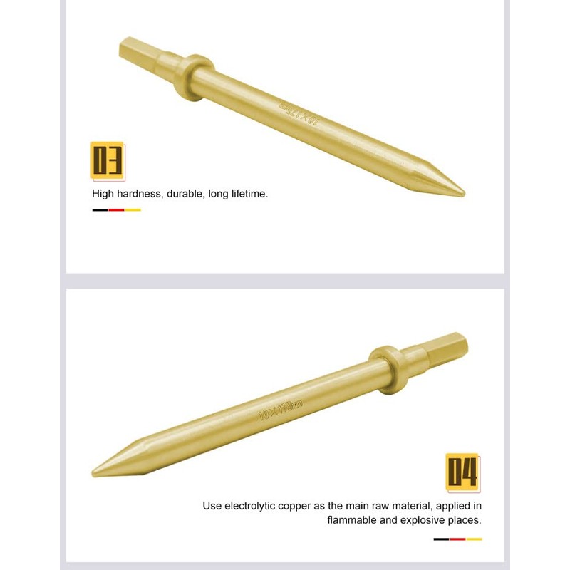 WEDO Air Hammer Pneumatic Chisel Bit,Non-Sparking Air Chisel,Tapered Head,Length 125mm,0.394