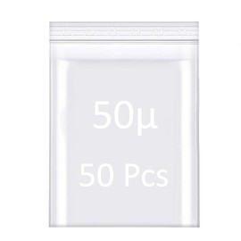 Masar Premium - 50 to 110 Micron - Zip Bags Clear Plastic Food Grade Jewellery - Tools - PE-LD 50 or 100 Pack, 50 μ (Micron), 50 Pack, 50% Recycled