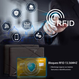 LHChan Carteras para Hombre，Billeteras para Hombre，Cartera Tarjetero Hombre Con Monedero，Caballero Cartera de Piel Sintética para Efectivo y Monedas(Marron Oscuro)