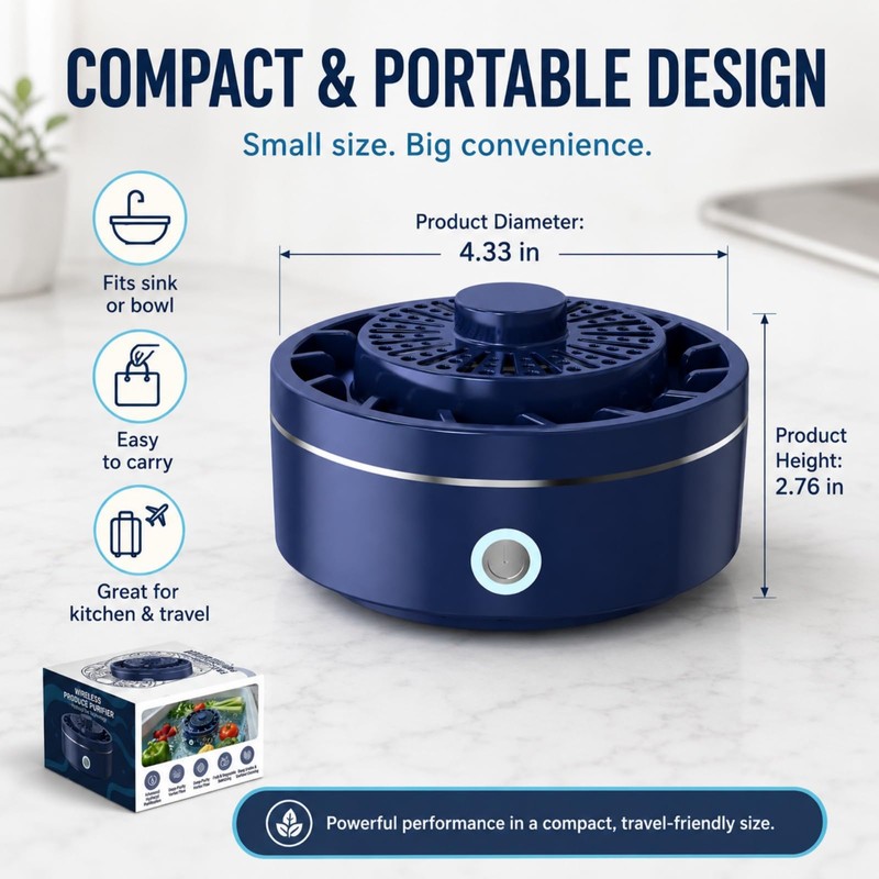 Fruit and Vegetable Washing Machine, Portable Produce Purifier with Hydroxyl