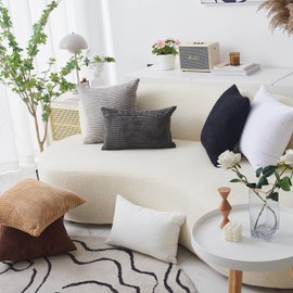 Home Brilliant 20x20 Striped Corduroy Pillow Cover Gray Square Soft Throw Pillow Cover Plush Velvet Pillowcase for Sofa Chair Bed, 20 x 20 inch (50cm), Dark Grey