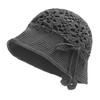 ZLYC Women's Summer Cotton Handmade Knitted Fisherman Hat, Crocheted Gray