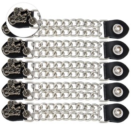 SUPERFINDINGS 5Pcs Leather Waistcoat Extension Chain Motorcycle Vest Extenders Alloy Biker Vest Extenders With Motorbike Engraving 17cm Double Black Chain Vest Extender for Waistcoat