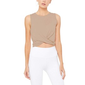 Bestisun Cropped Tank Tops Crop Workout Shirts Gym Exercise Wear Yoga Activewear for Women Brown L