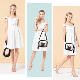 HWKJMY Clear Crossbody Bag Stadium Approved - Clear Purse for Women, Clear Bag for Concerts Sports Events Festivals (Black)