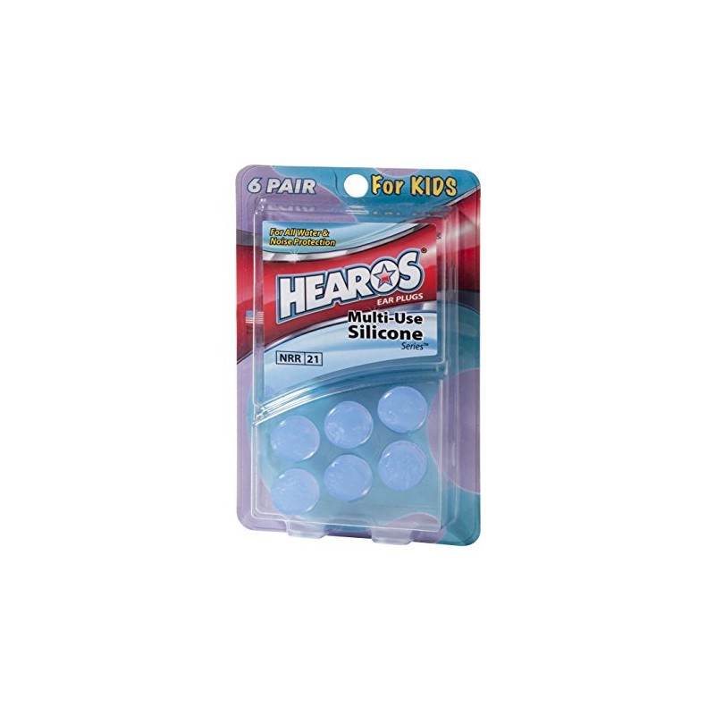 HEAROS Multi-Use Silicone Ear Plugs, 6 Pair, Child