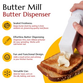 Max Space Butter Mill Butter Dispenser Stick with Tablespoon Gradations- Twist to Spread Thin Butter Ribbons, Keeps Butter & Margarine Fresh Longer