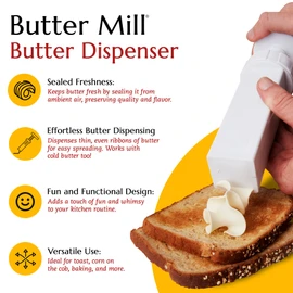 Max Space Butter Mill Butter Dispenser Stick with Tablespoon Gradations- Twist to Spread Thin Butter Ribbons, Keeps Butter & Margarine Fresh Longer