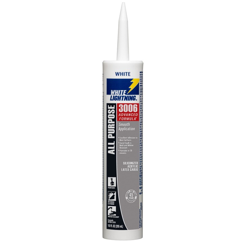 White Lightning WL30060 3006 Siliconized Acrylic Latex All Purpose Caulk,
