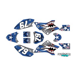 Kalair GFX Graphics Kit for Yamaha TT-R50 (2006-2023) TT-R50E TTR50 Shark Series Shark 21 Mil-Dirt pit bike motorcycle stickers,dirtbike racing decal automotive motocross accessories no plastics