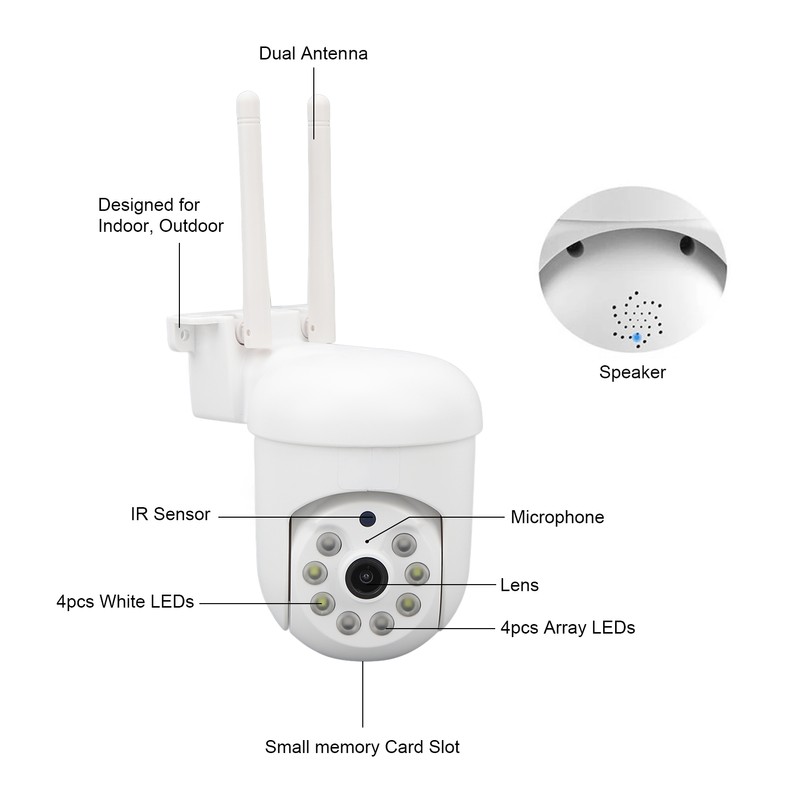 WiFi Security Cameras 1080P 2 Way Talk 2.4GHz WiFi 100‑240V