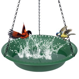 OVZILKI Bird Baths for Outdoors Heavy Duty, 10 inch BirdBath Bowl Only with Rust-Proof Black Chains, Hanging Bird Bath Hanging Bird-Feeder for Garden Backyard Decor (Green 1 Pack)