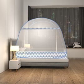 One-Touch Pop-Up Bed Mosquito Net - 120x200cm, Blue Blue