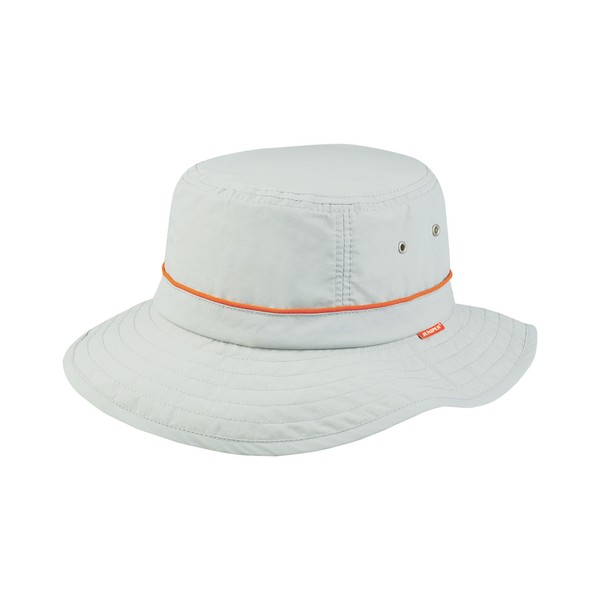 Juniper Taslon UV Bucket Cap with Red Piping, One Size, Grey with Orange Piping