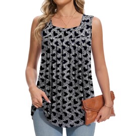PEVRL Tank Top for Women Loose Fit Summer 2025 Sleeveless Long Flowy Square Neck Black Heart L