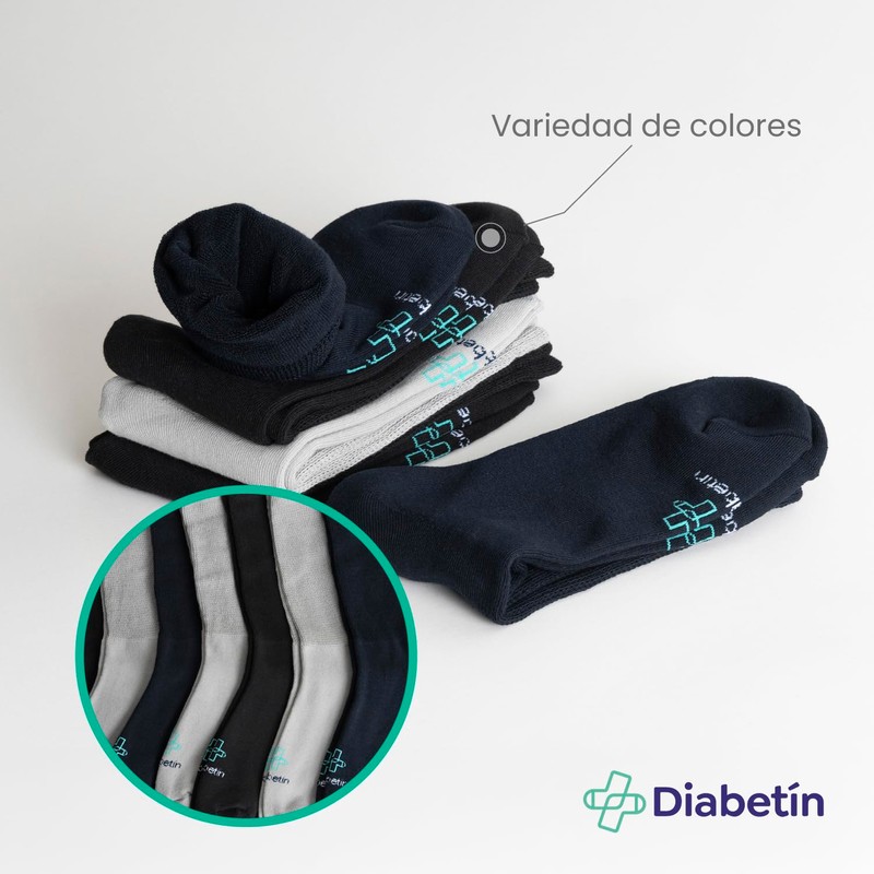 Diabetín || 6pack Calcetines para Caballero de Algodón Peinado. 6