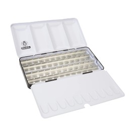 Schmincke – HORADAM AQUARELL Leerkasten, 74 948 097, schwarzer Metallkasten, mit Mischpalette zur individuellen Bestückung mit 48 x 1/2 oder 24 x 1/1 Näpfchen HORADAM AQUARELL