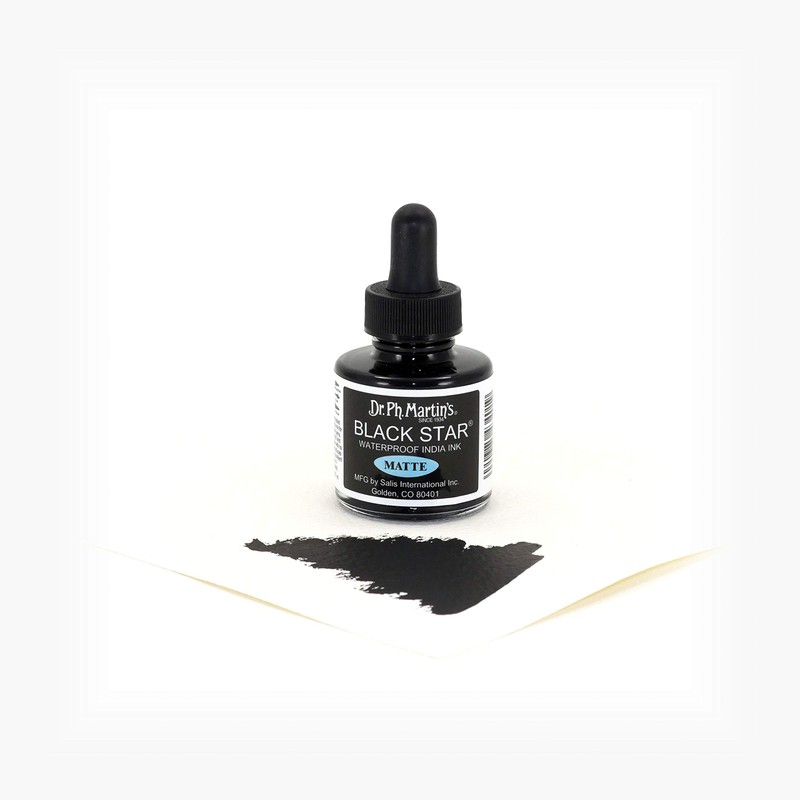 Dr. Ph. Martin's Black Star India Ink (Matte) Ink Bottle,