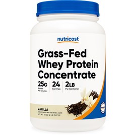 Nutricost Grass-Fed Whey Protein Concentrate (Vanilla) 2LBS - Undenatured, Non-GMO, Gluten Free, Natural Flavors…