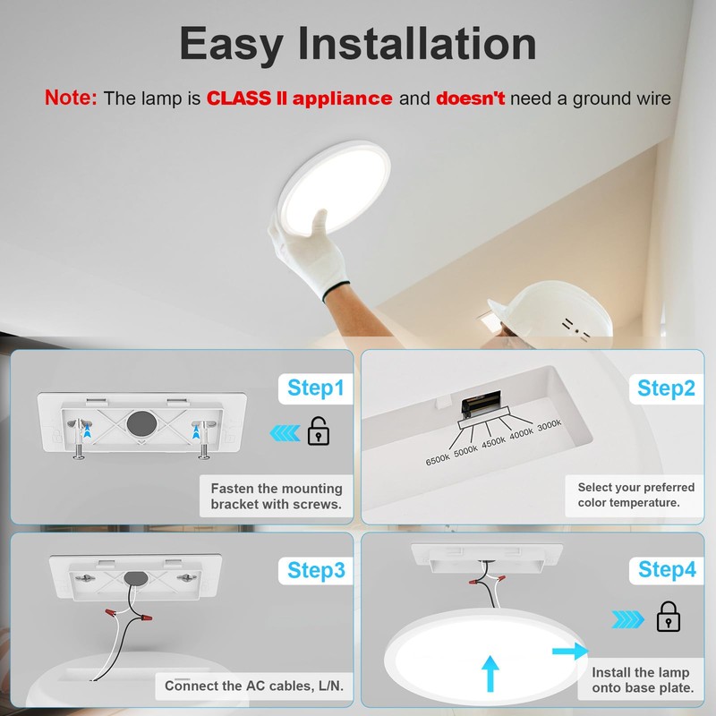 VOLISUN 5CCT LED Flush Mount Ceiling Light, 7 inch Dimmable