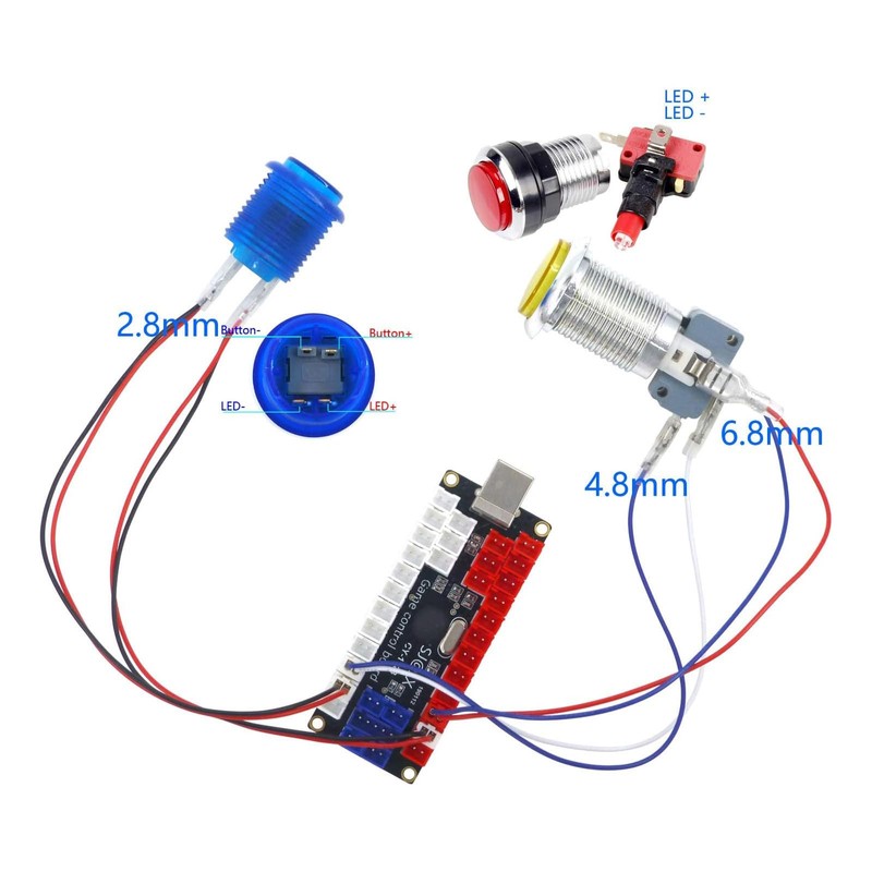 EUUEKathy SJ@JX Arcade DIY Kit 2 Players Arcade Game USB