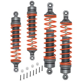 hopsupRC Big Bore RC Shock Upgrades Part for 1/10 Rustler/Slash/Stampede/Hoss 4x4 VXL 4wd,4PCS Alloy Full Metal Front Rear Shocks Absorber Damper,Replace 5862,Gray