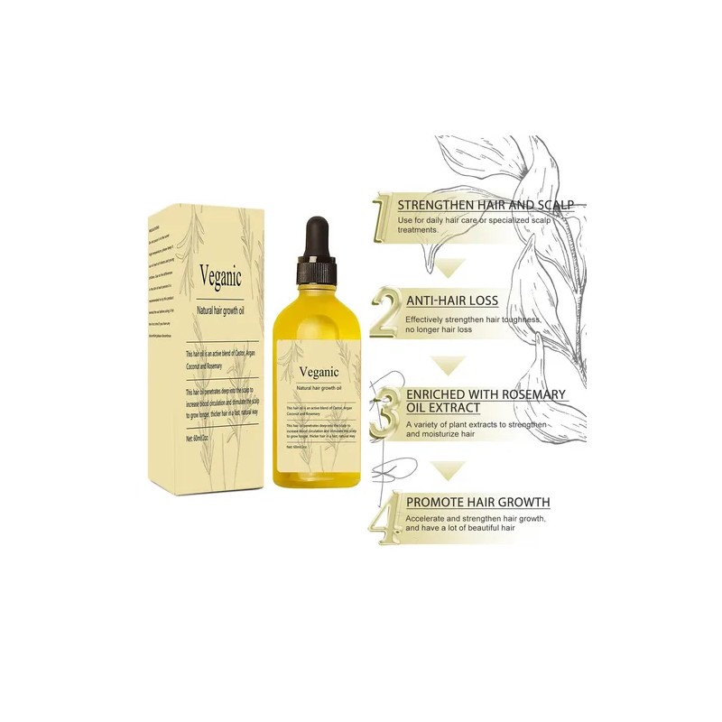 Aceite Para El Crecimiento Del Cabello Kisinly Veganic Rosem