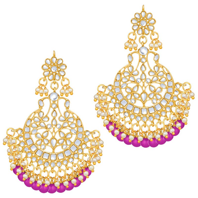 Aheli Indian Wedding Kundan Pearl Maang Tikka con pendiente Set