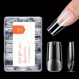 Modelones Nail Tips, 216 Pieces, Full Cover Nail Tips Set, Soft Gel Tips Set, Pre-Buff PMMA Resin Nail Tips, Artificial Nails for Sticking, Nail Art, DIY, Medium Squares