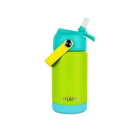 Botella de agua para niños de 12 onzas con tapa de popote, 100% a prueba de fugas, termo aislado de acero inoxidable de doble pared, sin BPA y sudor, 