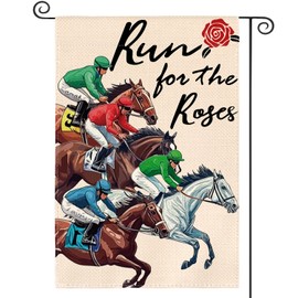 AVOIN colorlife Run for the Roses Kentucky Garden Flag 12x18 Inch Double Sided, Horse Racing Yard Outdoor Decoration