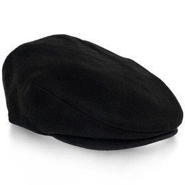 Walrus Hats Midtown Black Wool Blend Ivy Cap Vintage Snap Brim, Grosgrain Sweatband, Quilted Lining, Comfortable Blend