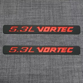 2Pcs 5.3L Vortec Hood Emblems Engine Badge Side Door Decal Compatible with 1500 2500hd Silverado Z71 Sierra (Red)