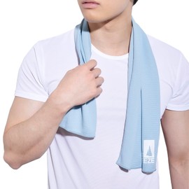 Sea Breeze Cool Towel, UV Protection, 37.4 x 11.8 inches (95 x 30 cm), 1 Piece, Outdoors, Cool Feeling, Quick Drying, Light Blue, light blue (blue)
