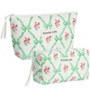 HAOGUAGUA 2 Pieces Makeup Bag, Small Large Quilted Cosmetic Bag,