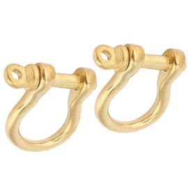 Estink Anchor Shackle, 2 Set Screw Pin Anchor Shackle Pure Brass U Type Fob Key Ring Hook Golden Connection Buckle Marine Hardware Rigging for Traction Steel Wire, 10mm